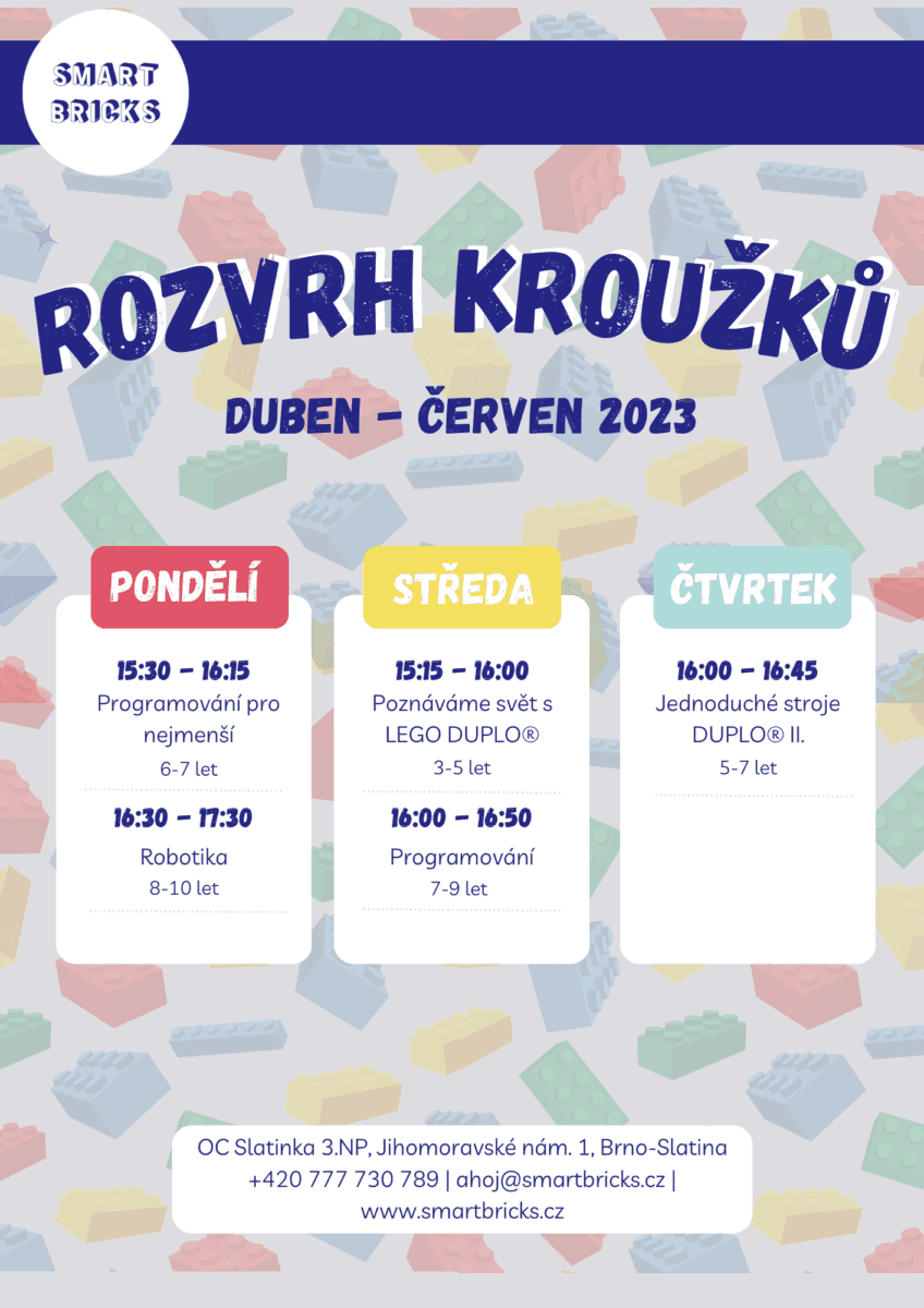 Rozvrh kroužků duben – červen 2023