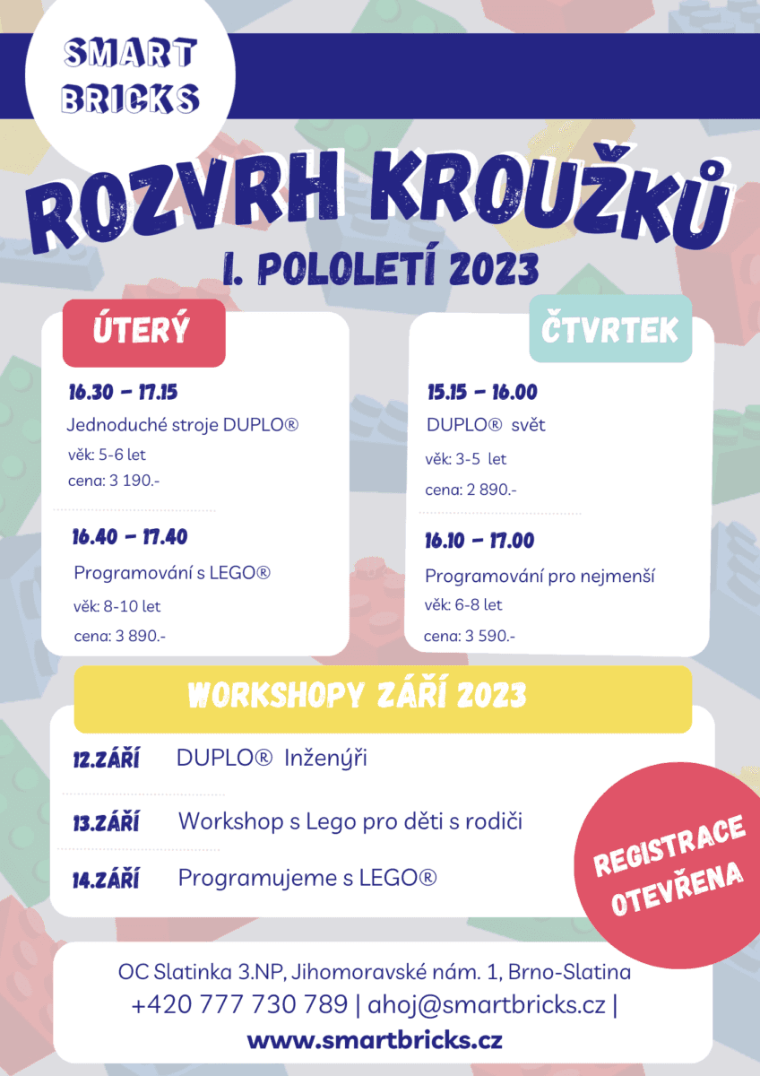 Kroužky Smart Bricks v 1. pololetí školního roku 2023/2024
